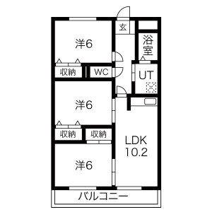 ベルドミール平戸橋1番館(3LDK/3階)の間取り写真