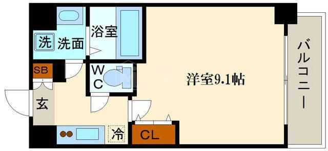 メインステージ心斎橋イースト(1K/15階)の間取り写真