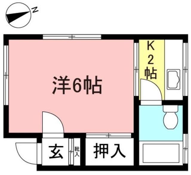 大野荘(1K/2階)の間取り写真