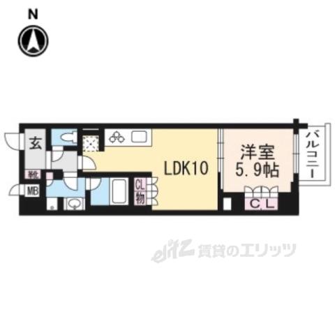 リーガル京都二条城前(1LDK/2階)の間取り写真