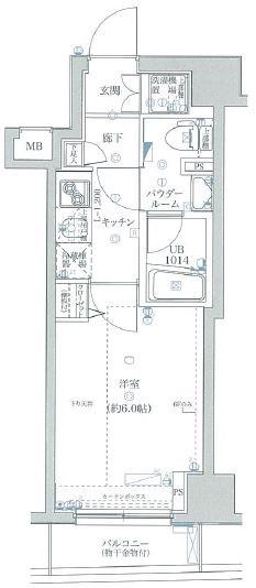 スパシエソリデ中野南台(1K/2階)の間取り写真