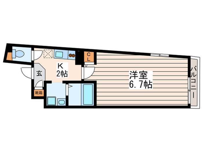 ラクラッセ(1K/2階)の間取り写真