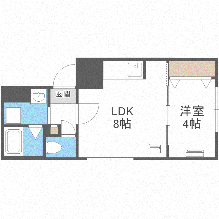 フラットJ南郷通(1LDK/2階)の間取り写真