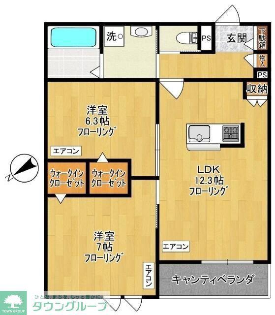 ゲートフロント(2LDK/3階)の間取り写真