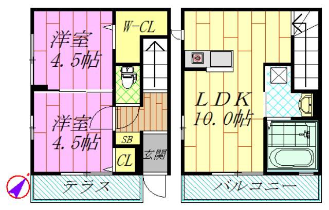 グロワールエテシス舞浜(2LDK/1階)の間取り写真