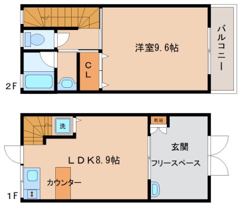 CASA MARE(1LDK/1階)の間取り写真