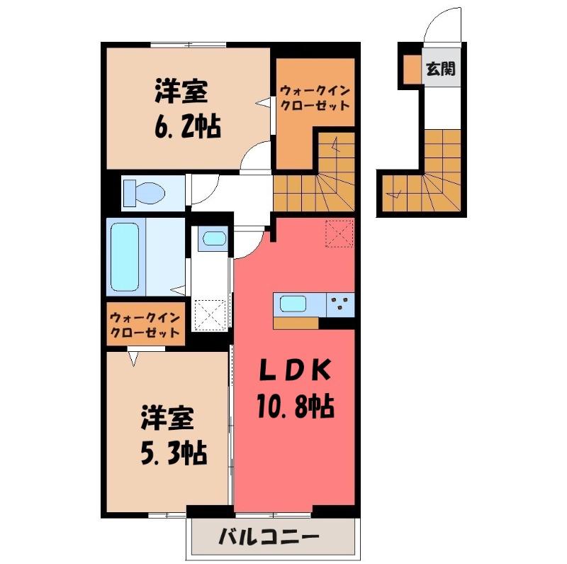 ベストオーシャン F(2LDK/2階)の間取り写真