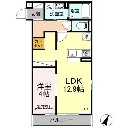 グランドポルト(1LDK/2階)の間取り写真