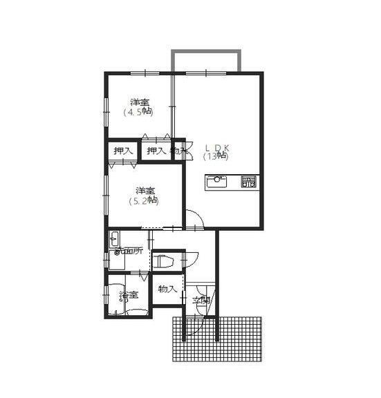 アルル京口(2LDK/1階)の間取り写真