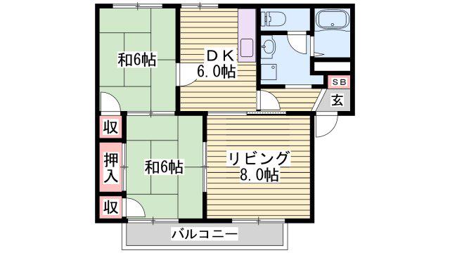 メルヴィルB棟(3DK/2階)の間取り写真