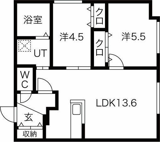 PATIO豊平(2LDK/1階)の間取り写真