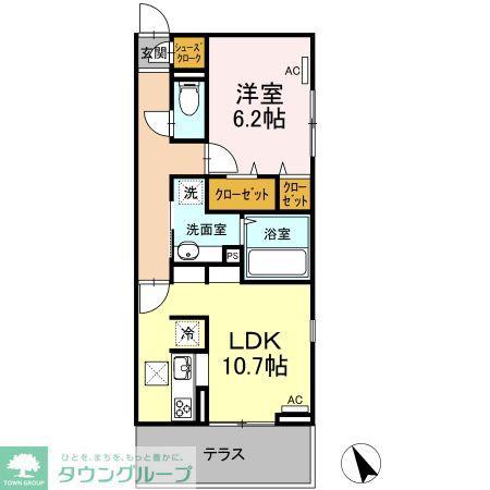 CASA HERMOSA(1LDK/2階)の間取り写真