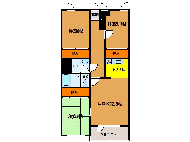 コートJ(3LDK/2階)の間取り写真