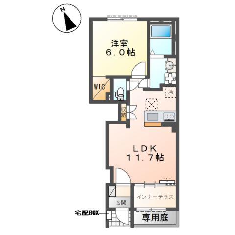 宗像市平井 アパート工事(1LDK/1階)の間取り写真