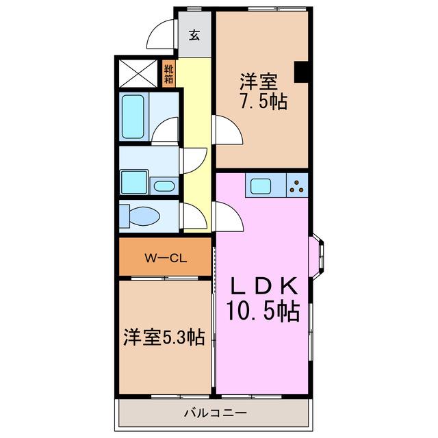 ペアシティ II(2LDK/2階)の間取り写真