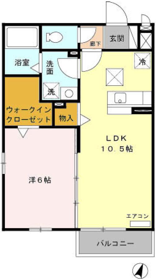 サニーコートA(1LDK/1階)の間取り写真