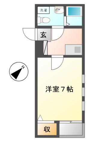プランドールS(1K/1階)の間取り写真
