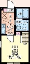 KBCシティヒルズ(1K/1階)の間取り写真