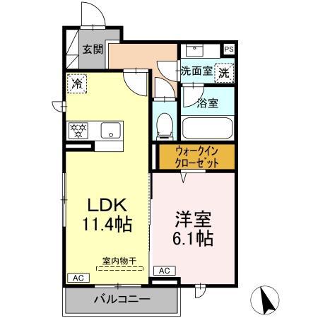 グランガーデン弘明寺(1SLDK/2階)の間取り写真