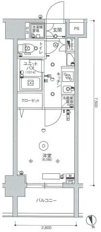 スカイコート蒲田ガーデン(1K/8階)の間取り写真