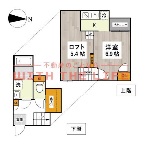 ADC津福(1K/1階)の間取り写真