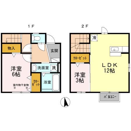 コンチェルト A(2LDK/1階)の間取り写真