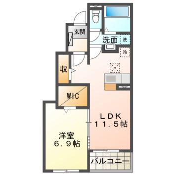 パーチェ・S(1LDK/1階)の間取り写真