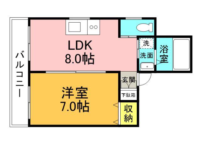 サンケイハイム(1LDK/2階)の間取り写真