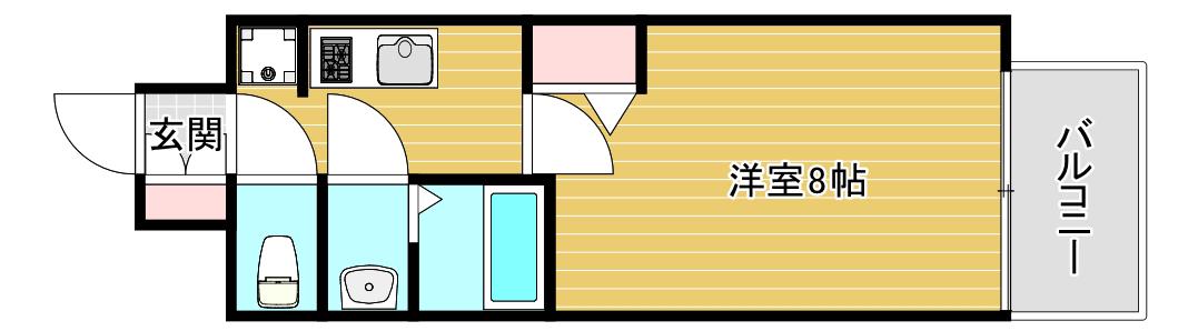 プレサンス芦原橋ヴィブラス(1K/2階)の間取り写真