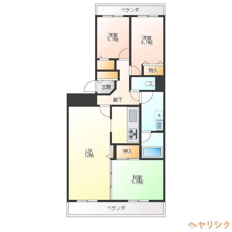 エスポア神宮西(3LDK/13階)の間取り写真