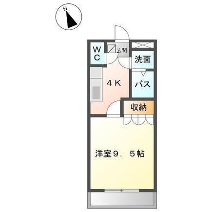 エタニティ古国府(1K/2階)の間取り写真