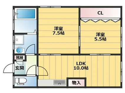 青山マンション(2LDK/2階)の間取り写真