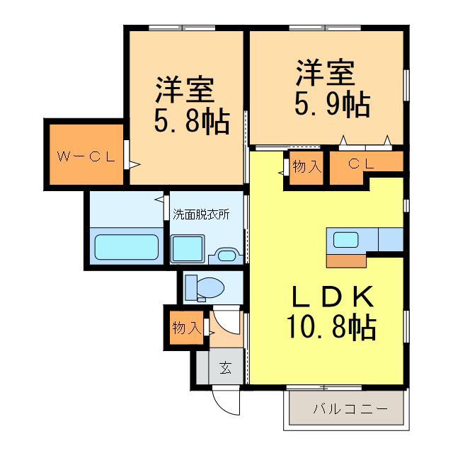 ブランシーネ(2LDK/1階)の間取り写真