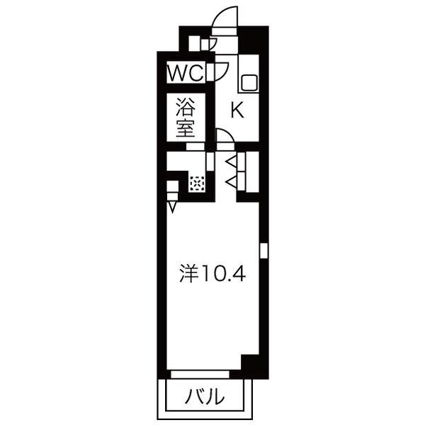 グランシーナ新町(1K/3階)の間取り写真