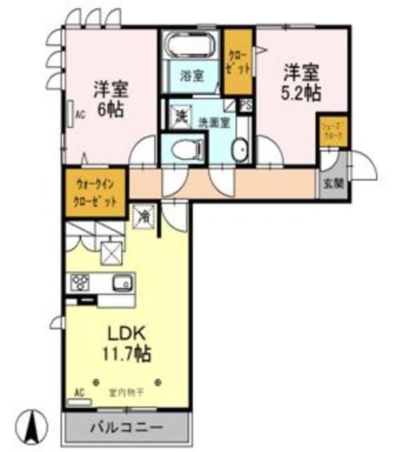 ロイジェントパークス レイクタウン III O(2LDK/1階)の間取り写真