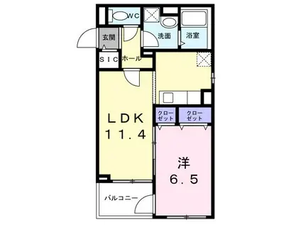 ベラシティ(1LDK/2階)の間取り写真