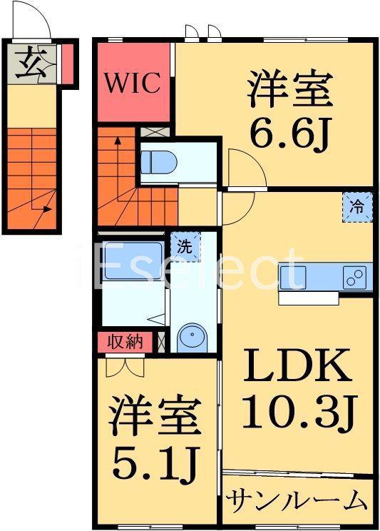 メゾン ブルーム(2LDK/2階)の間取り写真