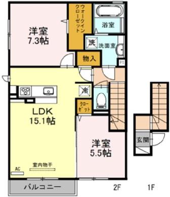 ラークヒルズ(2LDK/2階)の間取り写真