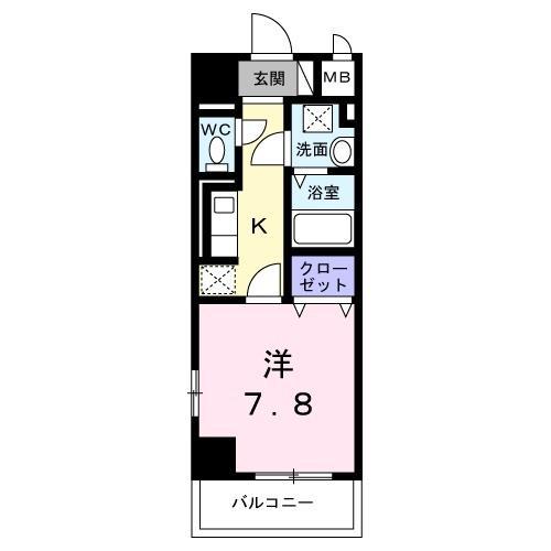 サンライズ 江平中町(1K/4階)の間取り写真
