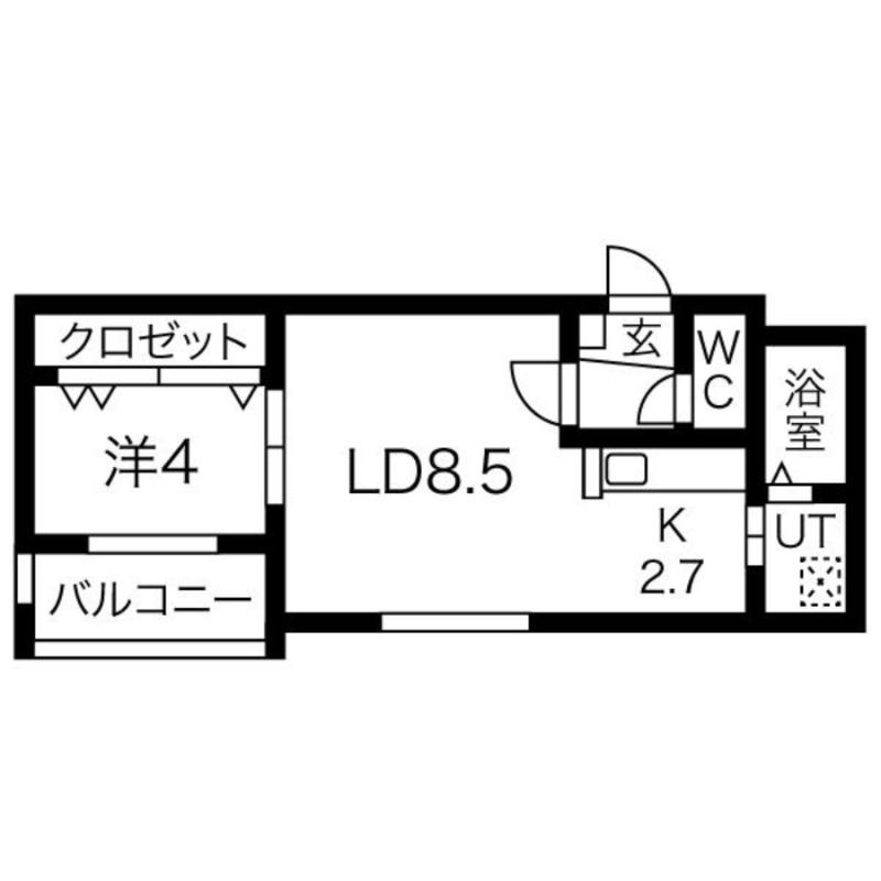 クレアーレ・ルーチェ(1LDK/1階)の間取り写真