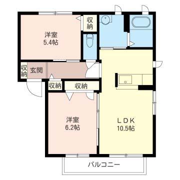 ラ・プランタンスリーゼ A棟(2LDK/2階)の間取り写真