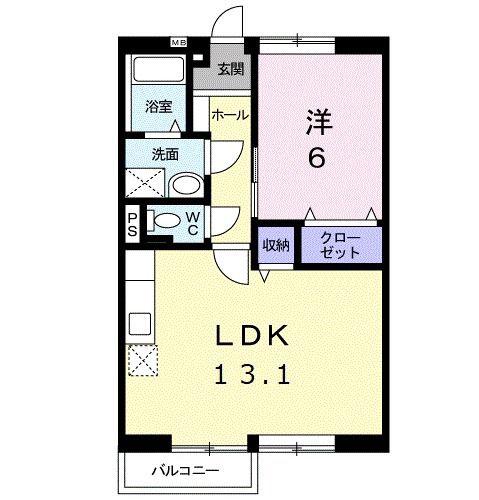 グローリ-I(1LDK/2階)の間取り写真