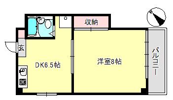 柳本マンション(1DK/2階)の間取り写真