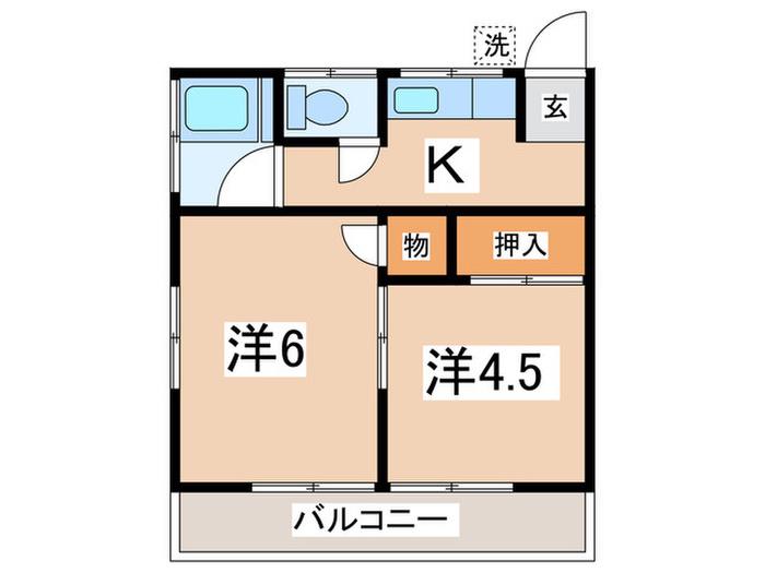 第三戸沢荘(2K/2階)の間取り写真