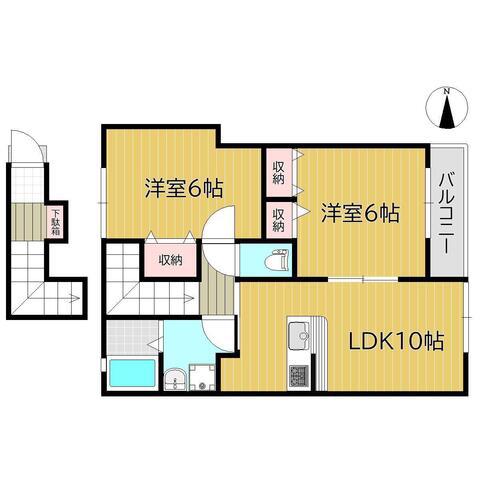 アメニティ白石(2LDK/2階)の間取り写真