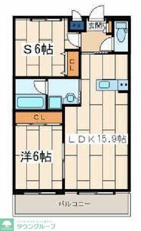 クレアモントさがみ野(1SLDK/2階)の間取り写真