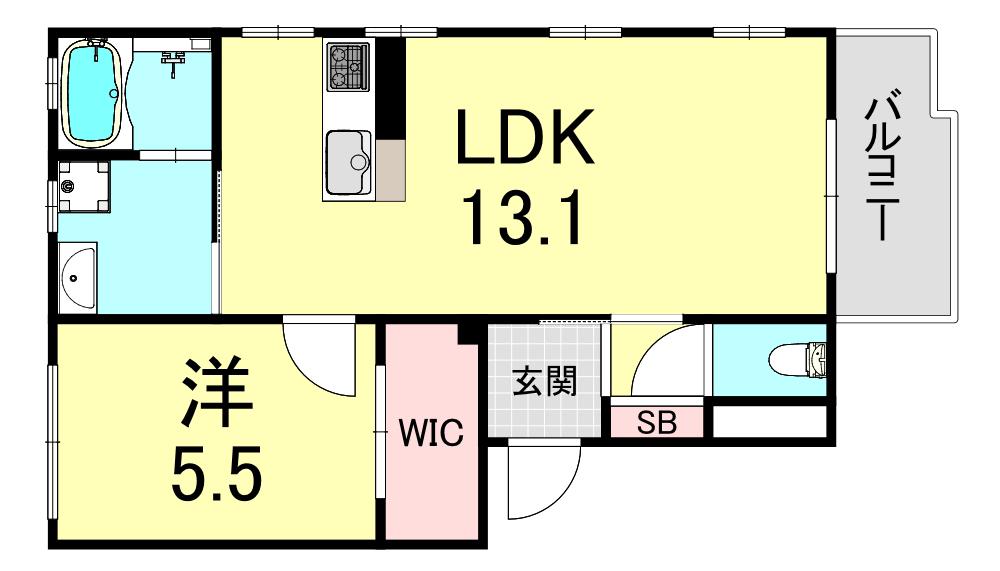 エレアージュ西明石駅前(1LDK/1階)の間取り写真