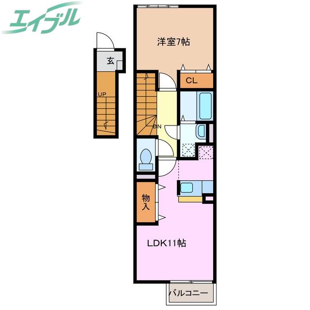 オーブII(1LDK/2階)の間取り写真