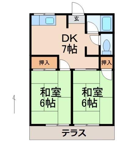 プロムナード(2DK/1階)の間取り写真