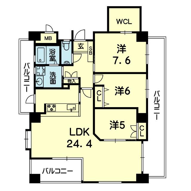 GARDEN SUGAWARA(3LDK/2階)の間取り写真